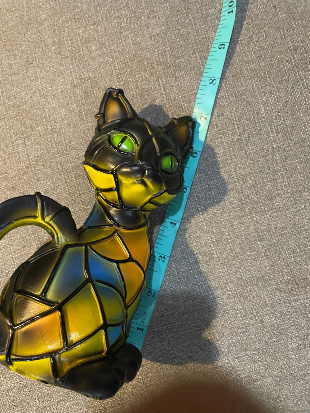 Cat Table Lamp Resin Colorful Stained Glass - Picture 10 of 15